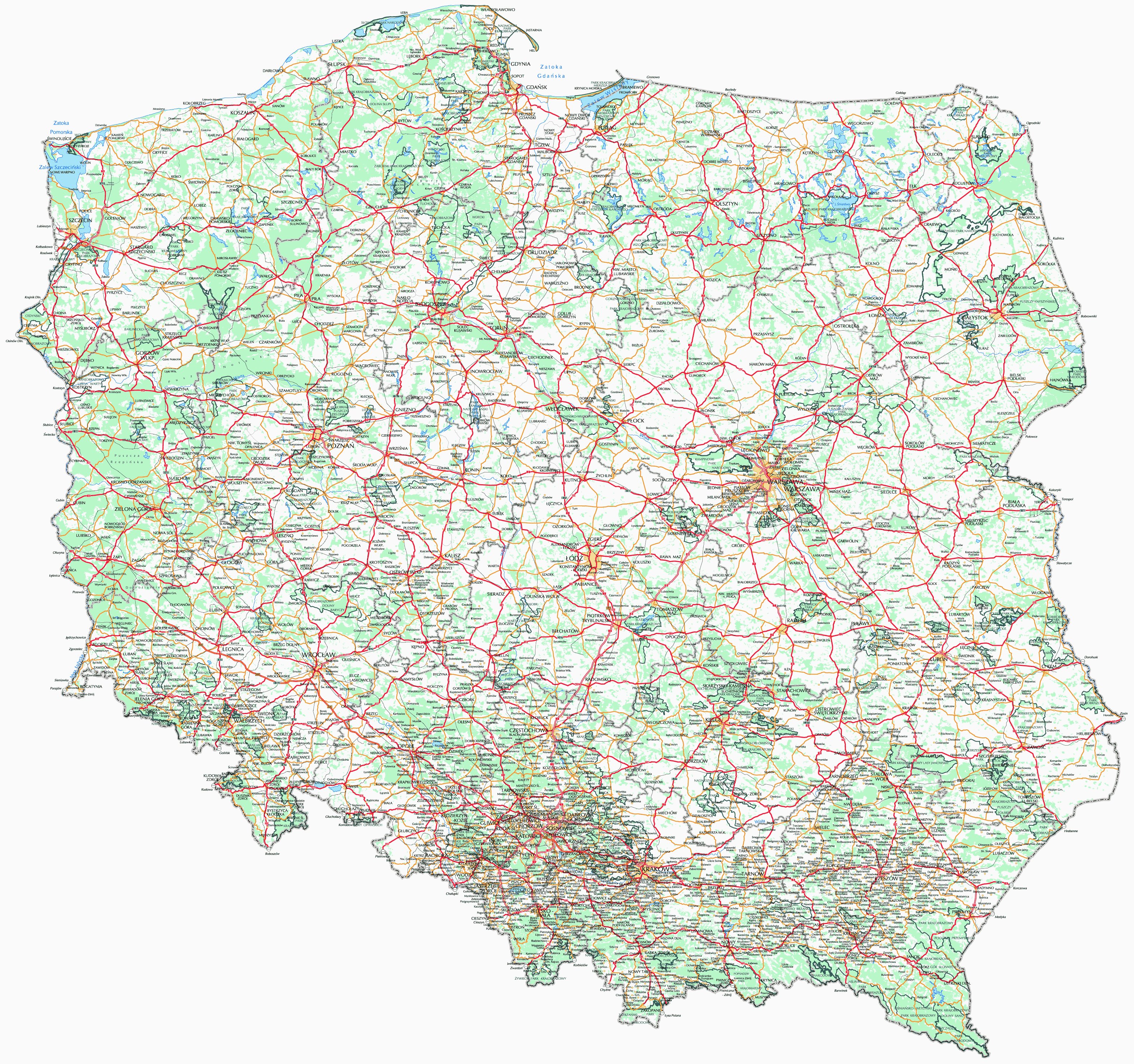 mapa polsko fyzicka