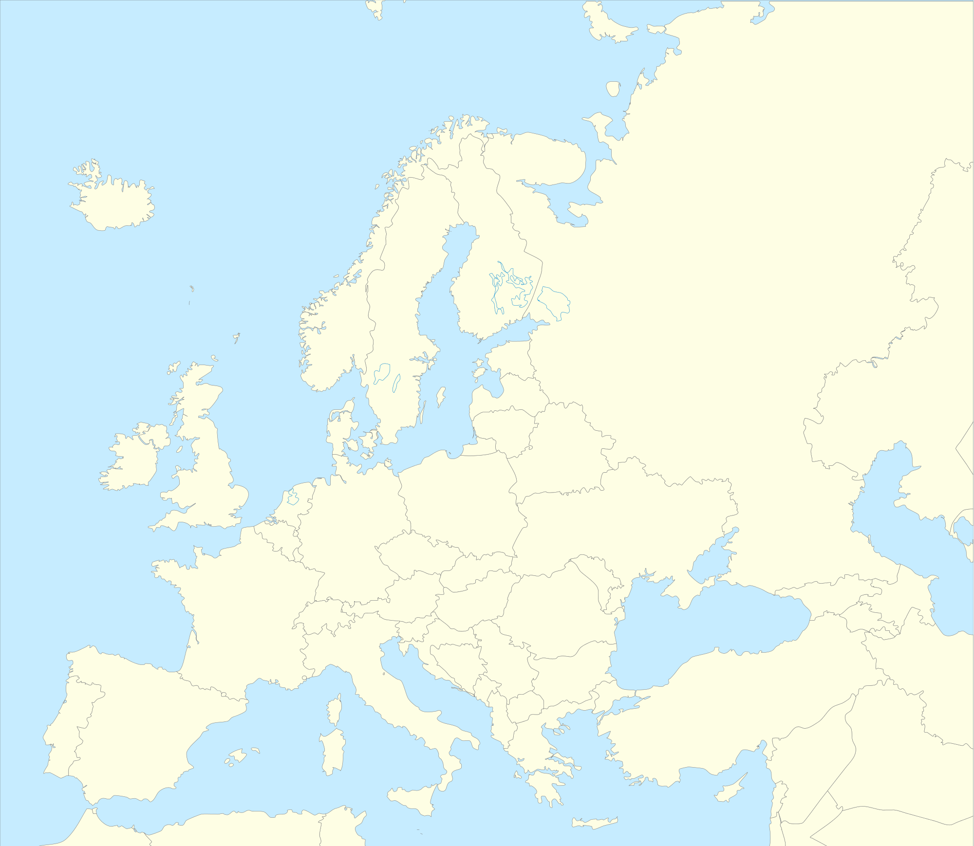 slepa mapa Evropy